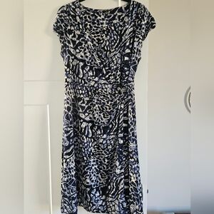 Alfani Blue, Black & White Printed Wrap Midi Dress